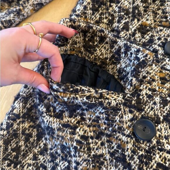 Zara Black and Brown Textured Coat - Picture 4 of 9